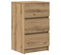 vidaXL Mesilla de Noche con 3 cajones Roble Artesanal 39x35x65 cm, mesilla de Noche, mesita Auxiliar para Dormitorio, Muebles de Dormitorio