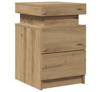 vidaXL Mesilla de Noche con LED Madera marrón Roble 35x39x55 cm