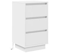 vidaXL Mesilla de Noche con Luces LED Blanca 38x34x65 cm, mesita de Noche, Mueble de Cama, Mesa Auxiliar para Dormitorio, mesita de Noche