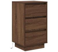 vidaXL Mesilla de Noche con Luces LED Roble marrón 38x34x65 cm, mesita de Noche, Mueble de Cama, Mesa Auxiliar para Dormitorio, mesita de Noche