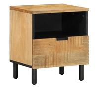Vidaxl mesilla de noche marrón 40x33x46 cm madera maciza mango