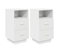 vidaXL Mesillas de noche Set de 2 con 2 cajones Blanco 36x36x68 cm