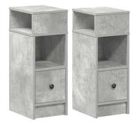 vidaXL Mesillas de Noche 2 uds con cajón Gris hormigón 25x31x66 cm, mesilla de Noche, mesita Auxiliar para Dormitorio, Muebles de Dormitorio