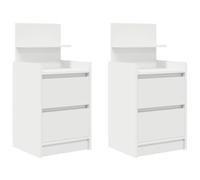 vidaXL Mesillas de Noche con 2 cajones 2 uds Blanco 38x34x80 cm, mesita de Noche, Mueble de Cama, Mesa Auxiliar para Dormitorio, mesita de Noche