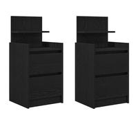 vidaXL Mesillas de Noche con 2 cajones 2 uds. Negro 38x34x80 cm, mesita de Noche, Mueble de Cama, Mesa Auxiliar para Dormitorio, mesita de Noche