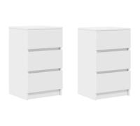 vidaXL Mesillas de Noche con 3 cajones 2 uds Blanco 39x35x65 cm, mesilla de Noche, mesita Auxiliar para Dormitorio, Muebles de Dormitorio