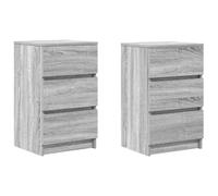 vidaXL Mesillas de Noche con 3 cajones 2 uds Gris Sonoma 39x35x65 cm, mesilla de Noche, mesita Auxiliar para Dormitorio, Muebles de Dormitorio