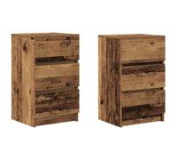 vidaXL Mesillas de Noche con 3 cajones 2 uds Madera Vieja 39x35x65 cm, mesilla de Noche, mesita Auxiliar para Dormitorio, Muebles de Dormitorio