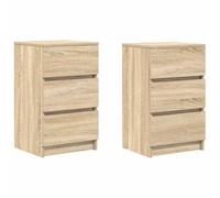 vidaXL Mesillas de Noche con 3 cajones 2 uds Roble Sonoma 39x35x65 cm, mesilla de Noche, mesita Auxiliar para Dormitorio, Muebles de Dormitorio