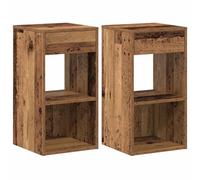 vidaXL Mesillas de Noche con cajón 2 uds Madera Vieja 35x34x66,5 cm, mesilla de Noche, mesita Auxiliar para Dormitorio, Muebles de Dormitorio
