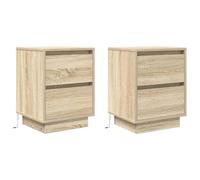 vidaXL Mesillas de Noche con Luces LED 2 uds Roble Sonoma 38x34x50 cm