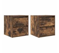 vidaXL Mesillas de Noche de Pared 2 uds Roble Ahumado 38x34x40 cm, mesita de Noche, mesita de Noche, Mesa de Noche, mesita de Noche, Armario de Cama