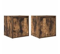 vidaXL Mesillas de Noche de Pared 2 uds Roble Ahumado 38x34x40 cm, mesita de Noche, mesita de Noche, Mesa de Noche, mesita de Noche, Armario de Cama