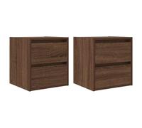 vidaXL Mesillas de Noche de Pared 2 uds Roble marrón 38x34x40 cm, mesita de Noche, mesita de Noche, Mesa de Noche, mesita de Noche, Armario de Cama