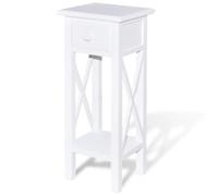 vidaXL Mesita Auxiliar con Cajón de Madera Blanca Mueble Soporte Mesa Teléfono