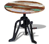 vidaXL Mesita Auxiliar Madera Reciclada Hierro Fundido 60x(42-63) cm Mesilla Café