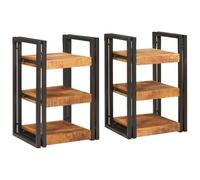 vidaXL Mesita de noche con superficie para muebles de dormitorio personal, porta objetos, lámpara, reloj, alarma rústica, para pequeña y versátil