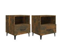 Vidaxl mesita de noche 2 uds madera contrachapada color roble ahumado