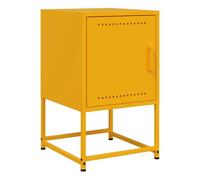 vidaXL Mesita de Noche Acero Amarillo Mostaza 36x39x60,5 cm, Mesa Auxiliar, Armario Auxiliar, Soporte para teléfono, mesilla de Noche
