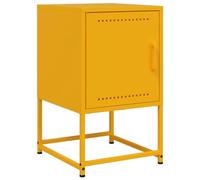 vidaXL Mesita de Noche Acero Amarillo Mostaza 36x39x60,5 cm, Mesa Auxiliar, Armario Auxiliar, Soporte para teléfono, mesilla de Noche