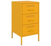vidaXL Mesita de Noche Acero Amarillo Mostaza 36x39x68 cm, Mesa Auxiliar, mesilla de Noche, Armario de Cama, Muebles de Dormitorio