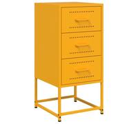 vidaXL Mesita de Noche Acero Amarillo Mostaza 36x39x78 cm, Mesa Auxiliar, Armario Auxiliar, Muebles de Dormitorio, mesilla de Noche, Armario de Metal