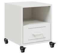 vidaXL Mesita de Noche Acero Blanco 36x39x43,5 cm, Mesa Auxiliar, Armario Auxiliar, mesilla de Noche, Mesa de Noche, Muebles de Dormitorio
