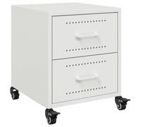 vidaXL Mesita de Noche Acero Blanco 36x39x43,5 cm, Mesa Auxiliar, Armario Auxiliar, mesilla de Noche, Mesa de Noche, Muebles de Dormitorio