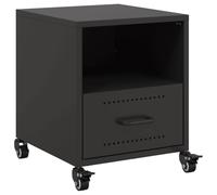 vidaXL Mesita de Noche Acero Negra 36x39x43,5 cm, Mesa Auxiliar, Armario Auxiliar, mesilla de Noche, Mesa de Noche, Muebles de Dormitorio