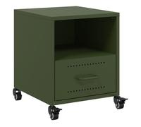 Vidaxl mesita de noche acero verde oliva 36x39x43,5 cm