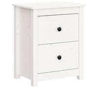 vidaXL Mesita de Noche Aparador Auxiliar Armario Mesilla Cama Dormitorio Habitación Organizador Almacenaje Madera Maciza de Pino Blanca 50x35x61,5 cm