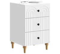 vidaXL Mesita de noche blanca de 43 x 41 x 66,5 cm, madera de ingeniería, sala de estar moderna, ideas de almacenamiento rectangulares, prácticos muebles de dormitorio, mesita de noche elegante