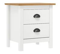 vidaXL Mesita de Noche con 2 Cajones Cómoda Rústica Natural Armario Auxiliar Muebles de Dormitorio Blanco 46x35x49,5 cm Madera de Pino