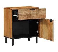 vidaXL Mesita de Noche con Acabado de Madera Maciza de Acacia Estilo Industrial 1 cajón 50 x 33 x 60 cm Mesa de Uso Interior o Exterior Muebles de Dormitorio Almacenamiento pequeño Moderno de Madera