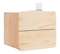 vidaXL Mesita de Noche con cajón 2 pcs Natural 39 x 34 x 33 cm, Mesa de Noche compacta, Organizador Rectangular montado en Pared, Muebles de Pino sólido