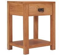 vidaXL Mesita de Noche con Cajón Cómoda Rústica Natural Armario Auxiliar Muebles de Dormitorio para el Teléfono 35x35x50 cm Madera Maciza de Teca
