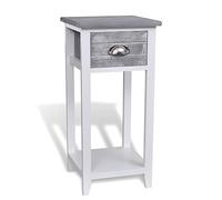 Mesita De Noche Con 1 Cajón Gris Y Blanca Vidaxl