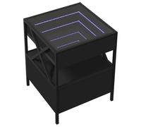 vidaXL Mesita de Noche con Infinity LED Negra 40x40x51 cm, mesilla de Noche, Mesa de Noche, Mesa de Cama, mesita Auxiliar, Armario de Cama