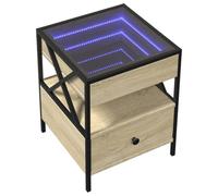 vidaXL Mesita de Noche con Infinity LED Roble Sonoma 40x40x51 cm, mesilla de Noche, Mesa de Noche, Mesa de Cama, mesita Auxiliar, Armario de Cama