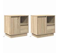 vidaXL Mesita de Noche con LED en Roble Sonoma 50X34.5 x 50cm, Mueble Moderno de Madera Ingenierizada. Almacenamiento Compacto para Organizar el Dormitorio. Decoración Minimalista, Solución Funciona
