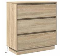 vidaXL Mesita de Noche Roble de Sonoma con 2 Cajones | Mesita Moderna de MDF con Acabado Suave para Almacenamiento en Dormitorio Solo para Uso en Interior Diseño Limpio y Simple Muebles Pequeños Ma