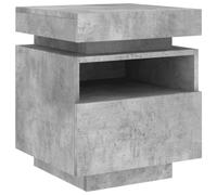 Mesita de noche con luces LED gris hormigón 40x39x48,5 cm