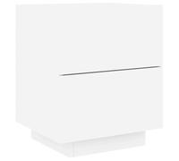 vidaXL Mesita de Noche con Luces LED, Armario de Almacenaje, Mesa Auxiliar de Cama, Mueble para Dormitorio, Madera de Ingeniería Blanca