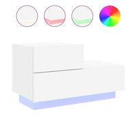 vidaXL Mesita de noche con luces LED, almacenaje y armario multimedia, blanco 70x36x40,5 cm