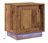 vidaXL Mesita de Noche con Luces LED en Madera Vieja 44x34.5x45cm. Es una mesita rústica, Elegante, con un cajón para Guardar Cosas. Compacta, Rectangular, Bicolor, Funcional y a la Moda para tu dor