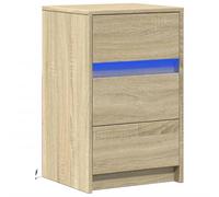 vidaXL Mesita de Noche con Luces LED Madera de ingeniería Roble Sonoma, mesilla de Noche, mesita Auxiliar para Dormitorio, Muebles de Dormitorio