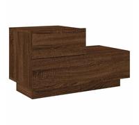 vidaXL Mesita de Noche con Luces LED Roble marrón 70x36x40,5 cm