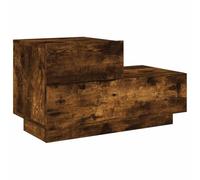 vidaXL Mesita de Noche con Luces LED, Mesa Auxiliar de Almacenaje, Armario Multimedia, Armario para Dormitorio Salón, Madera Ingeniería Roble Ahumado