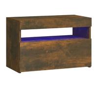 Mesita De Noche Con Luces Led Color Roble Ahumado 60x35x40 Cm Vidaxl