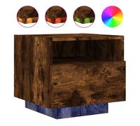 Vidaxl mesita de noche con luces led roble ahumado 40x39x37 cm
